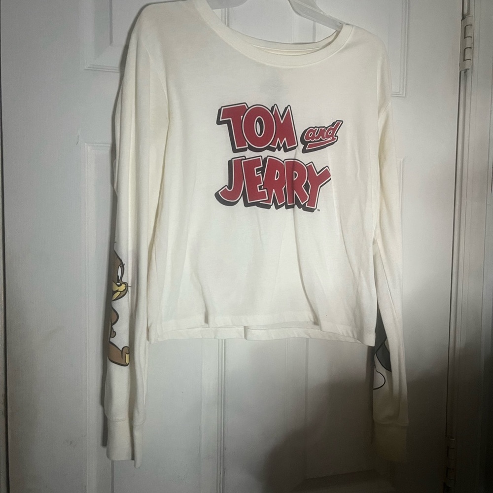 Tom and Jerry White Long Sleeve Shirt